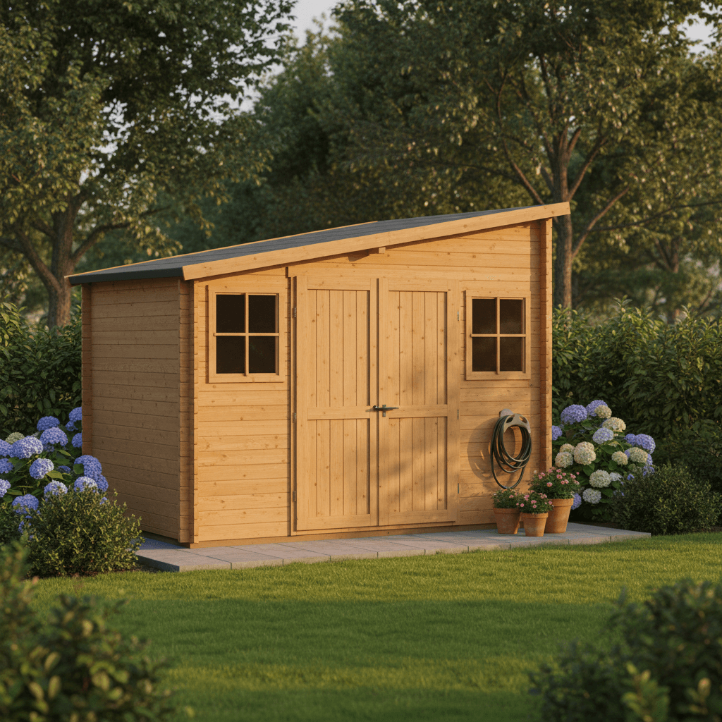 Abri de Jardin Bois 9m² — Toit Double Pente
