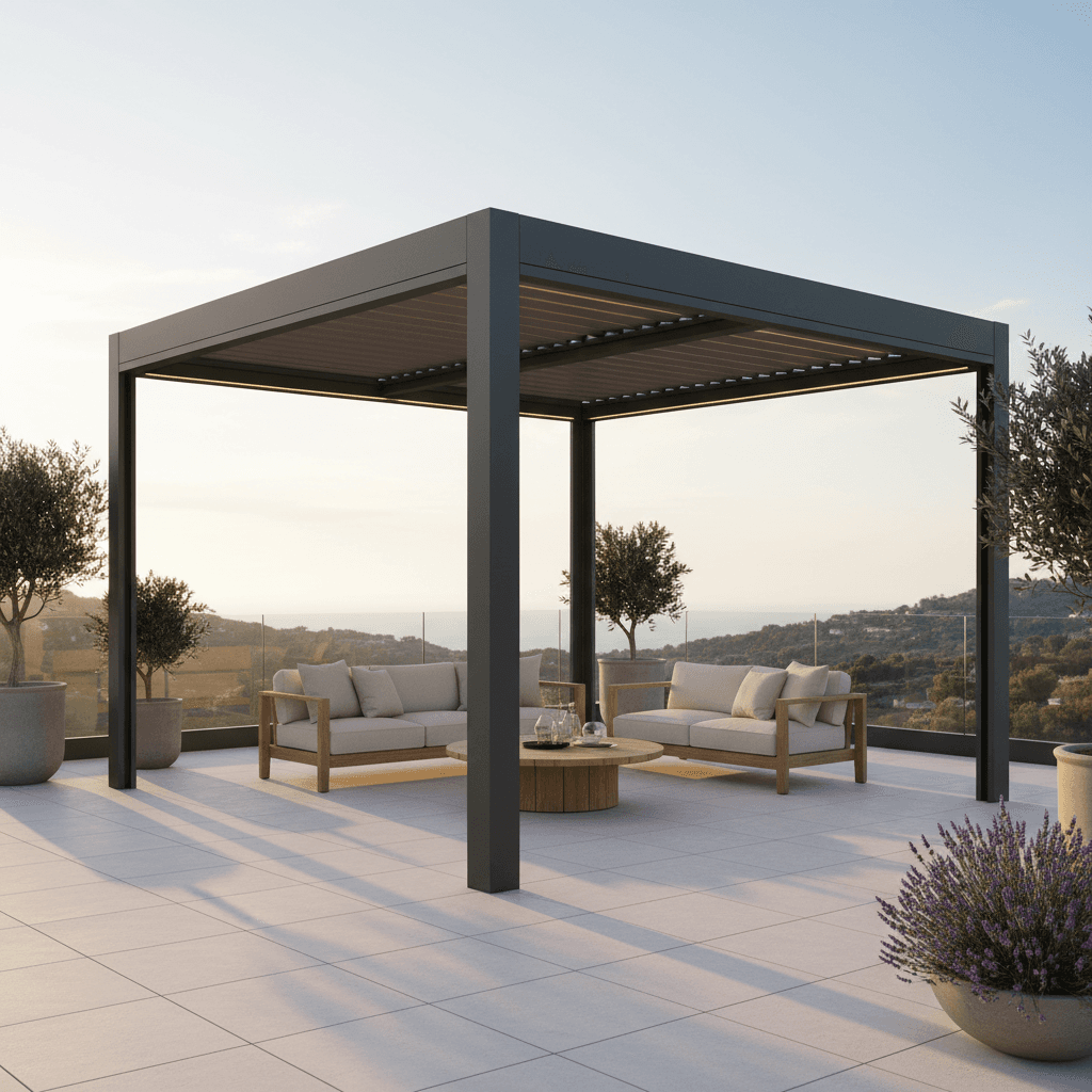 Tonnelle Adossée Métal 3x4m — Toit Rétractable